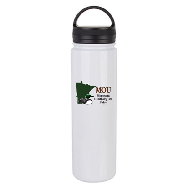23oz Stainless Steel Flask Bottle w/Portable Lid - Sublimated Logo Thumbnail